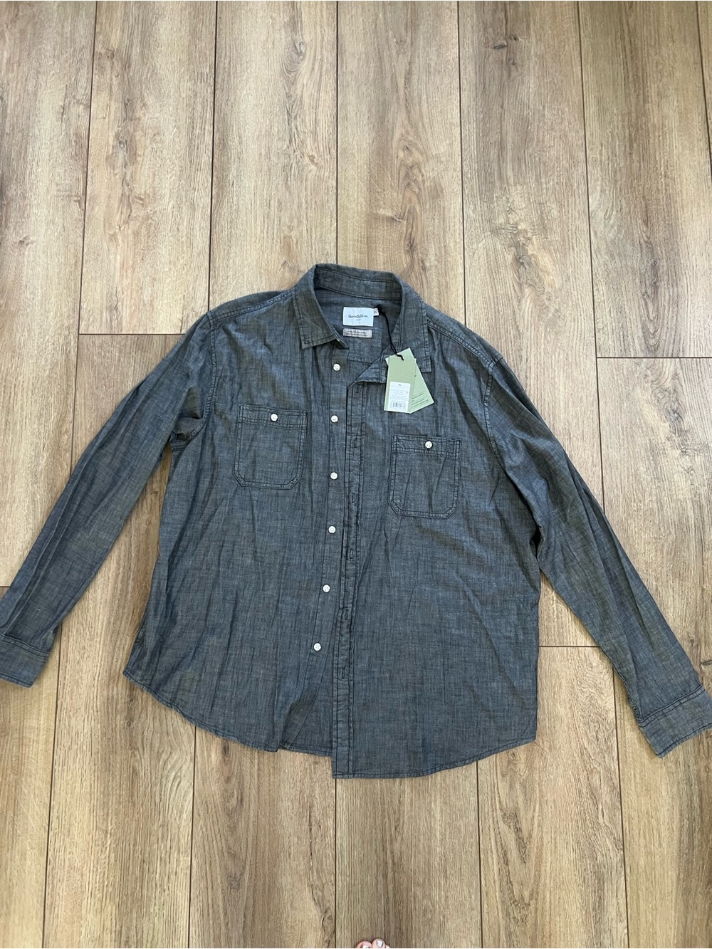 NWT Goodfellow & Co Men’s Black Chambray Button-Down Shirt XL